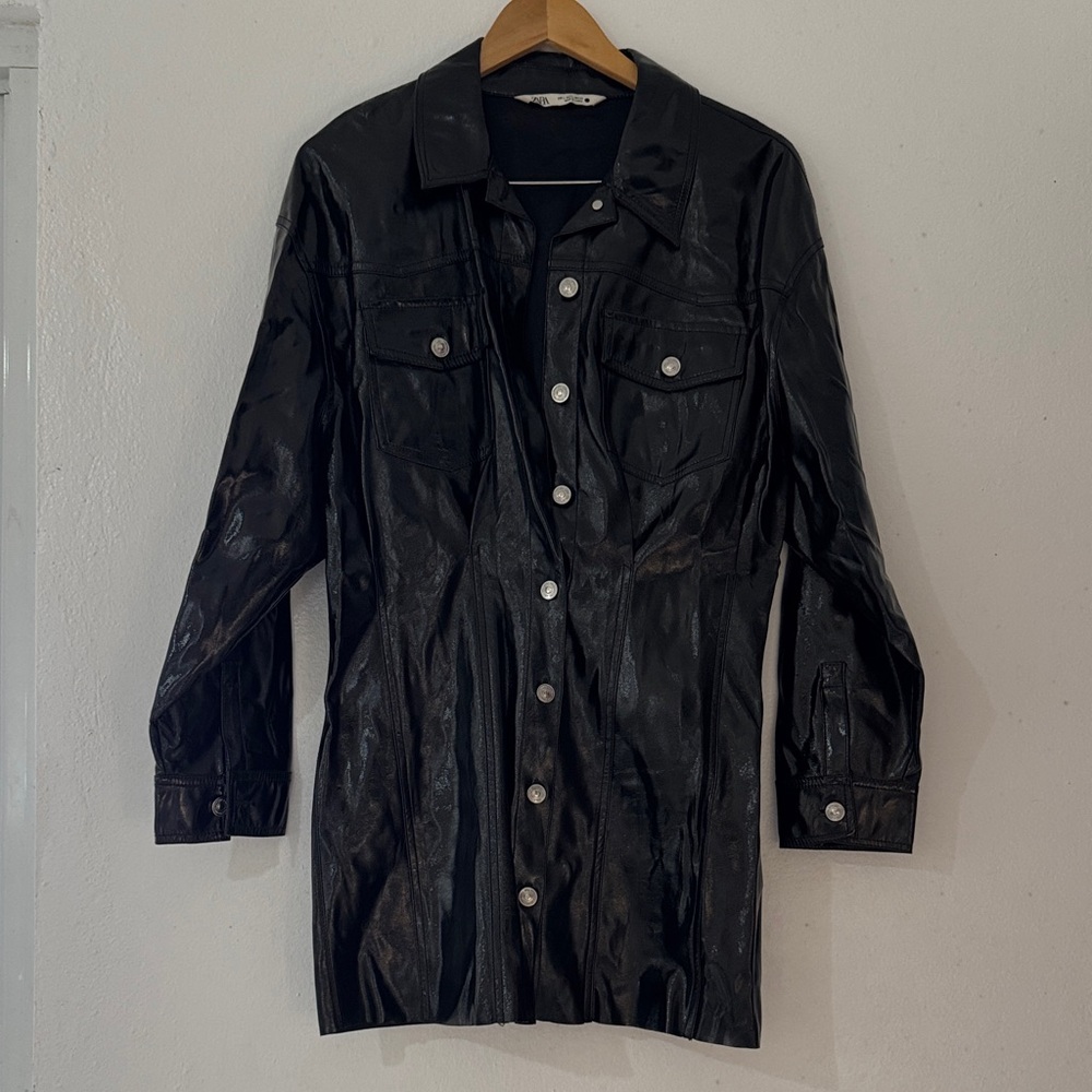 Zara Leather Black Dress